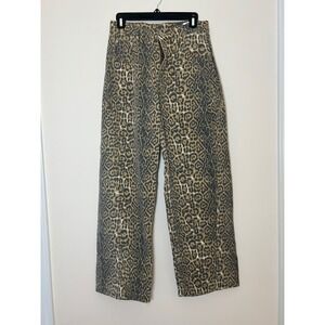 GIGI NY Leopard Print Wide Leg Jeans Women's Size M